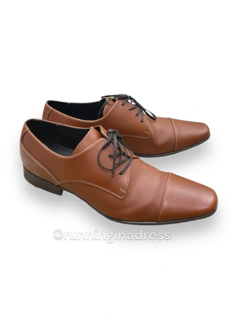 NWOT Calvin Klein Bram Cognac Leather Cap Toe Oxford Dress Shoes Men's Size 12